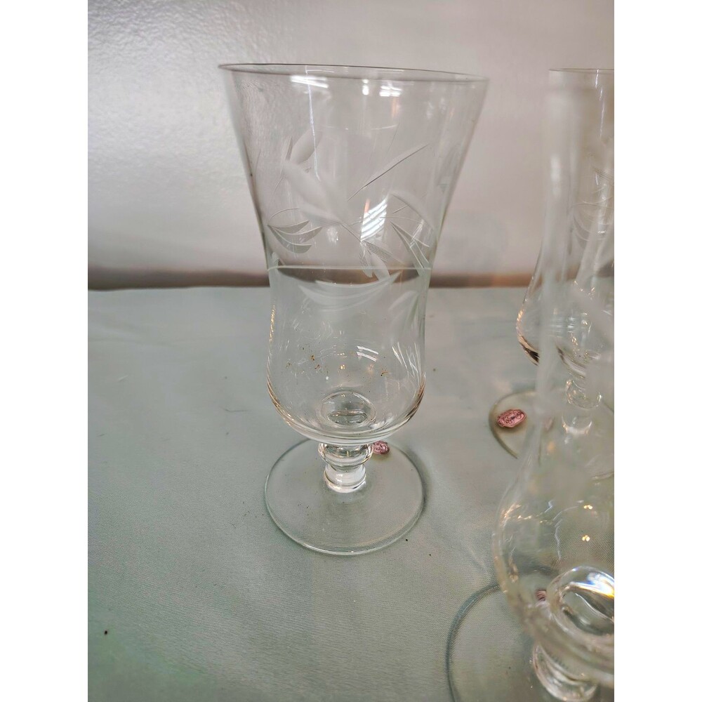 Bohemia Crystal Etched Clear Crystal Goblet Stemware Set of 6